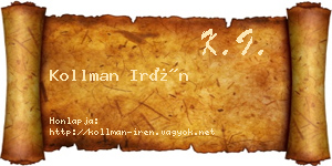 Kollman Irén névjegykártya